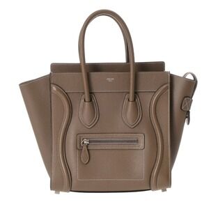 Celine Luggage Shopper Sliver Drummed Calfskin Handbag